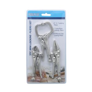 Toolplus 3-Piece Mini Locking Pliers Set Silver Toolplus 3-Piece Mini Locking Pliers Set Silver